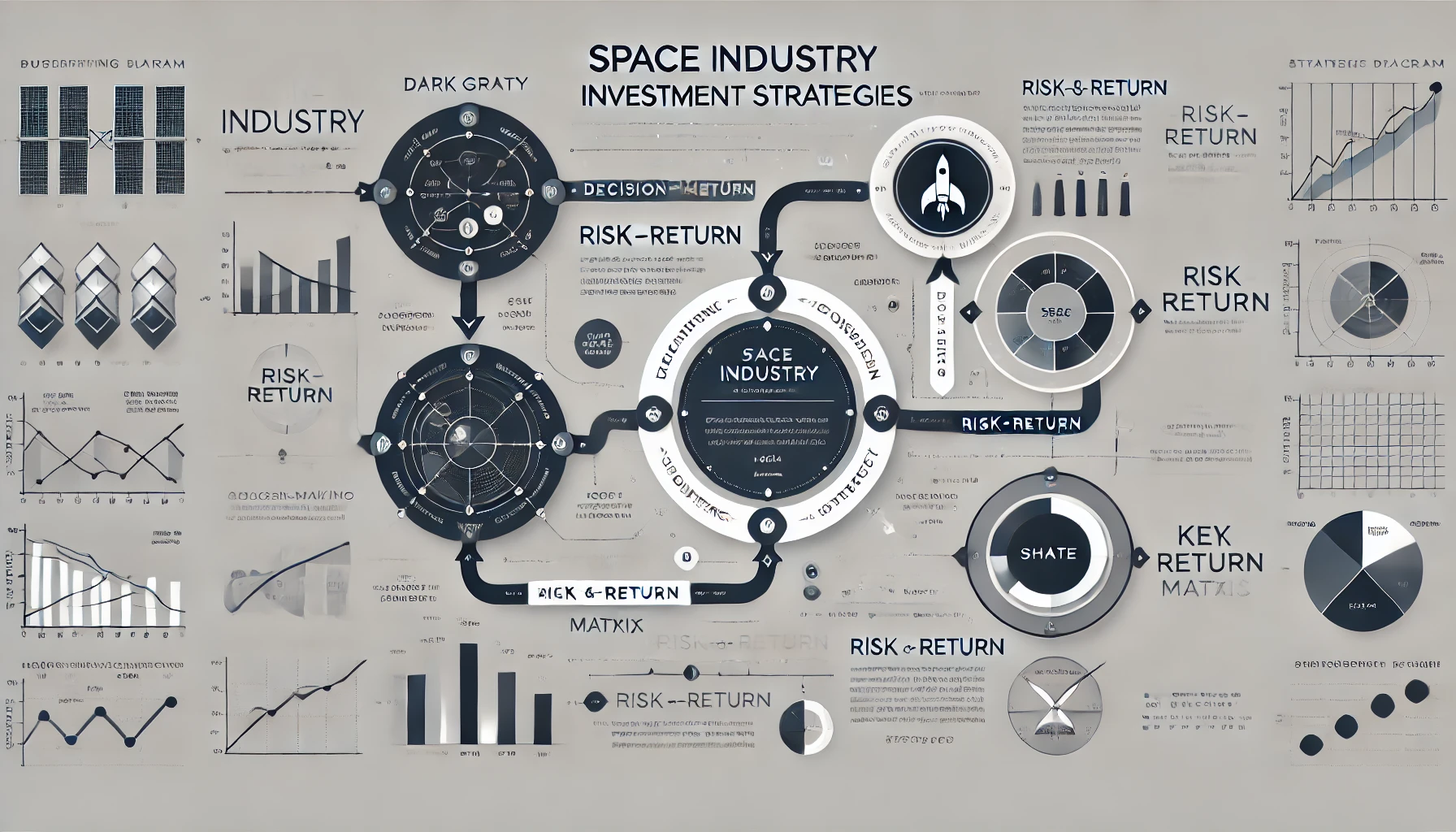 우주 산업 투자 포트폴리오 구성과 리스크 관리 전략을 보여주는 다이어그램