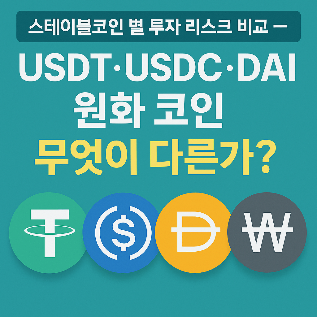 스테이블코인 별 투자 리스크 비교 – USDT·USDC·DAI·원화 코인 무엇이 다른가?