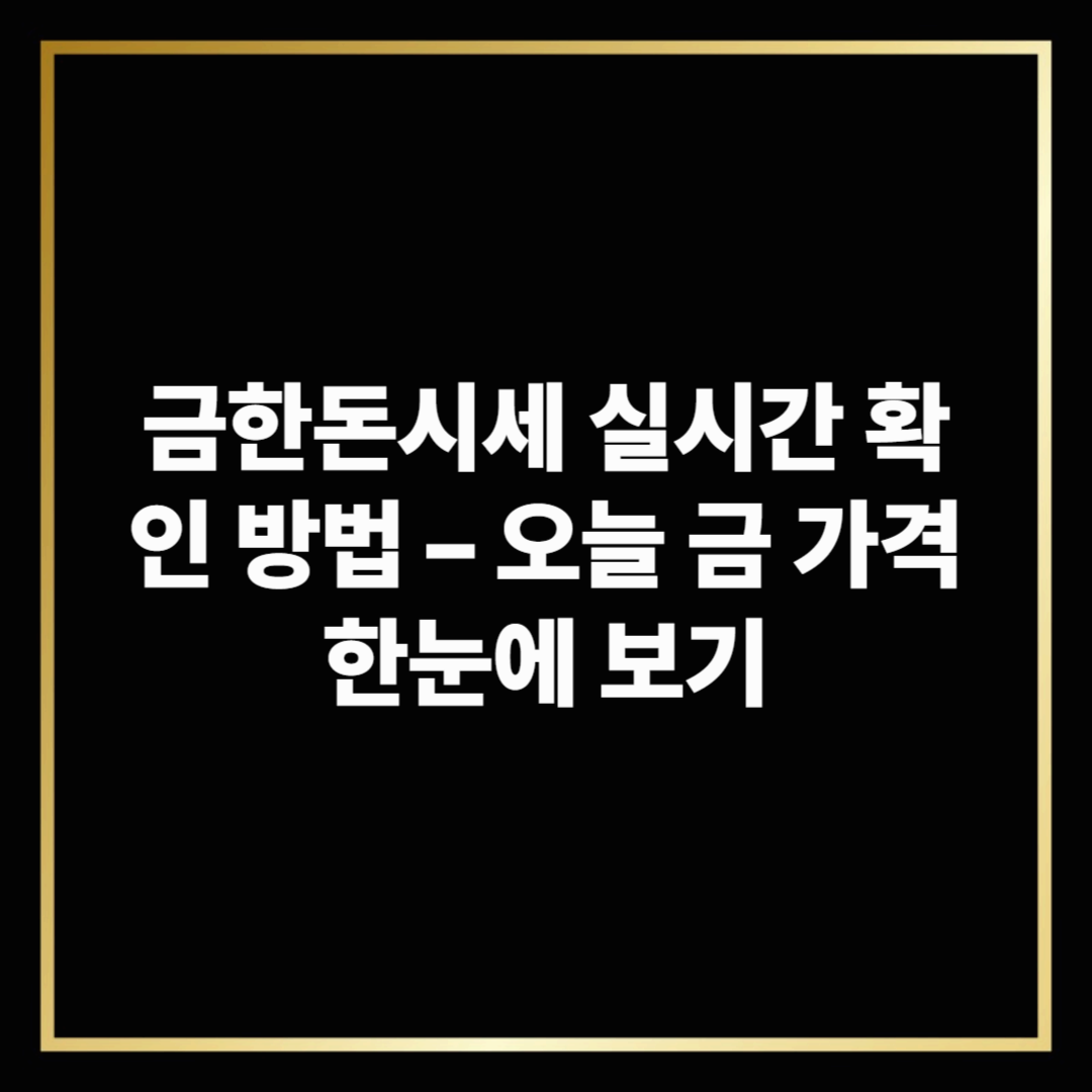 금한돈시세 실시간 확인 방법 – 오늘 금 가격 한눈에 보기