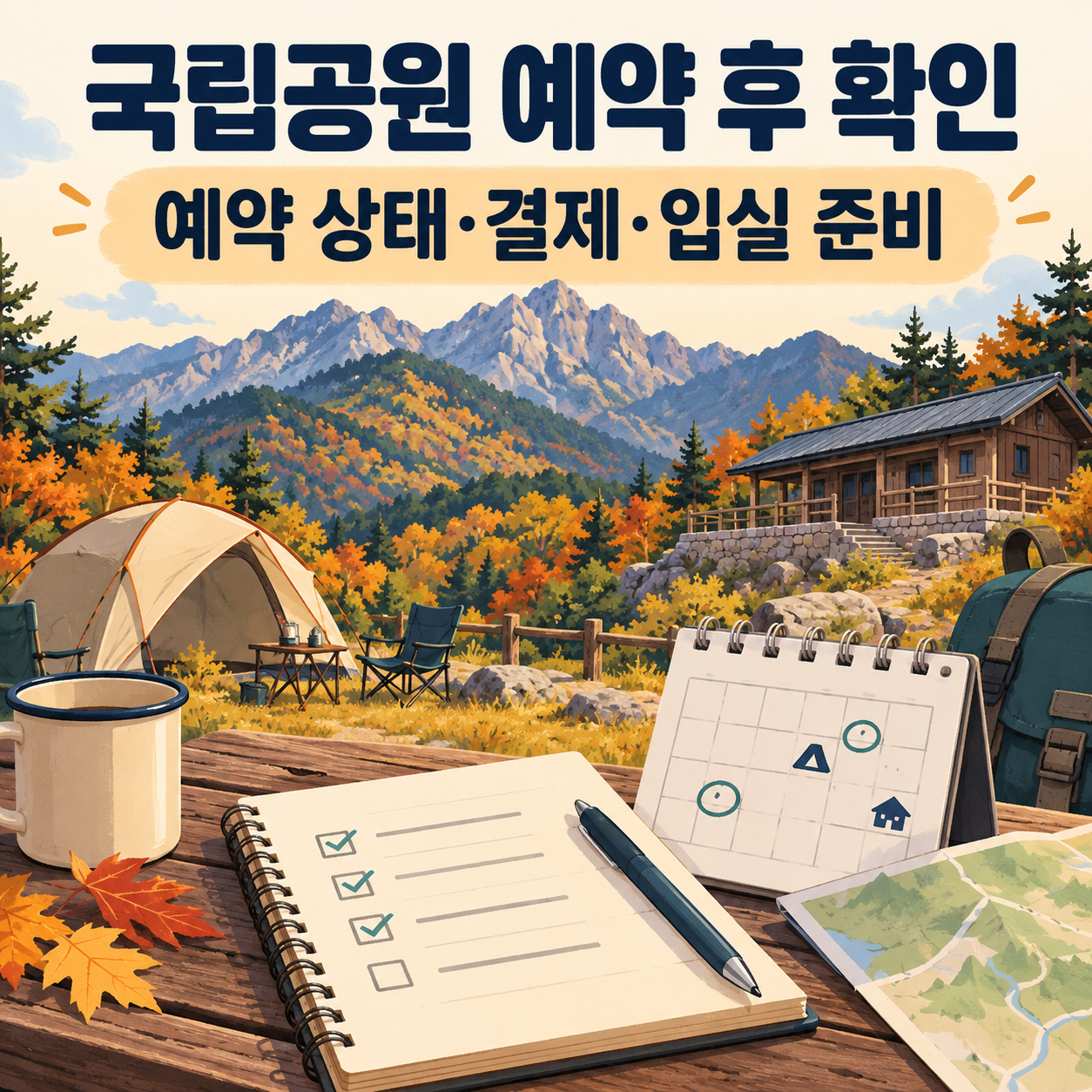국립공원 예약 후 해야 할 일 - 결제&middot;예약 확정&middot;입실 준비 확인