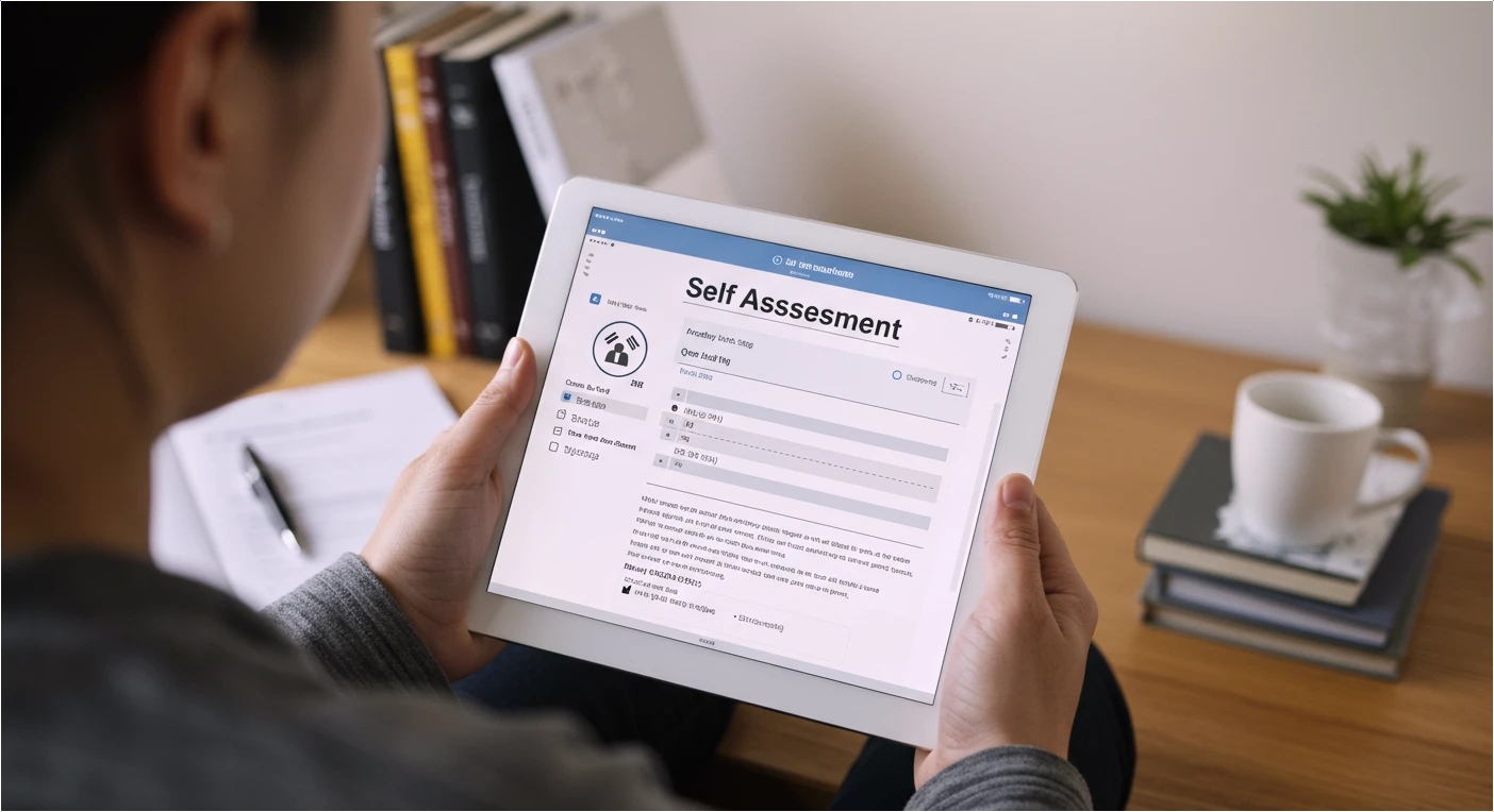 스마트폰으로 스트레스 자가 진단 설문지를 확인