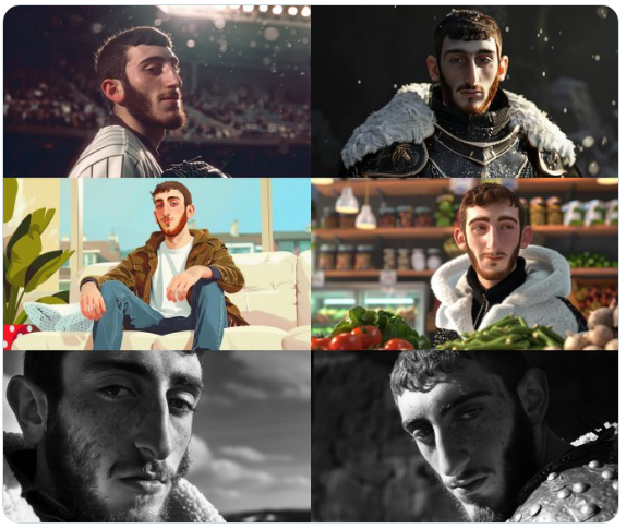 미드저니가 선보이는 '일관성 있는 캐릭터'(이미지출처-트위터)