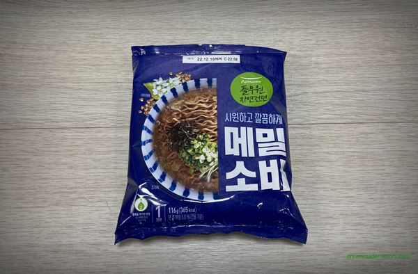 풀무원 자연건면 메밀소바 냉면 라면 (2022년 7월) 포장지