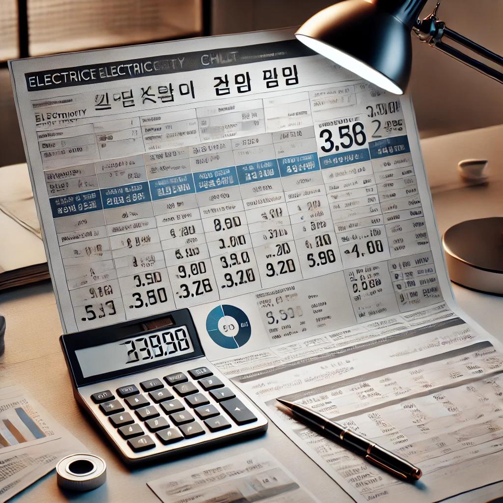 한전 전기요금 조견표