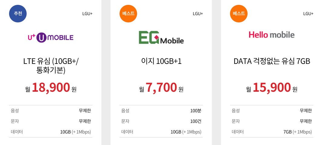 알뜰폰 허브 요금제