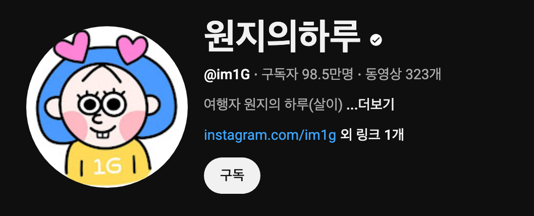 원지의하루 유튜브 메인