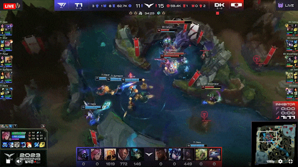 2경기 승부를 가르는 바론 한타싸움, T1승리