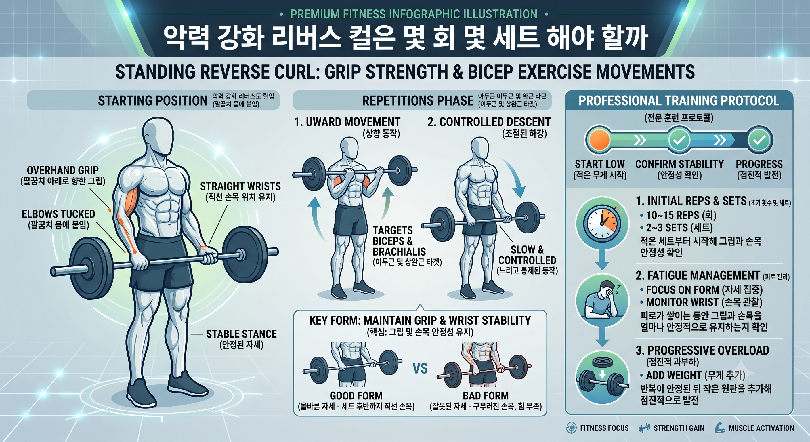 악력 강화 리버스 컬은 몇 회 몇 세트 해야 할까