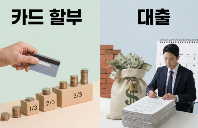 카드 할부 vs 대출 비교 사진