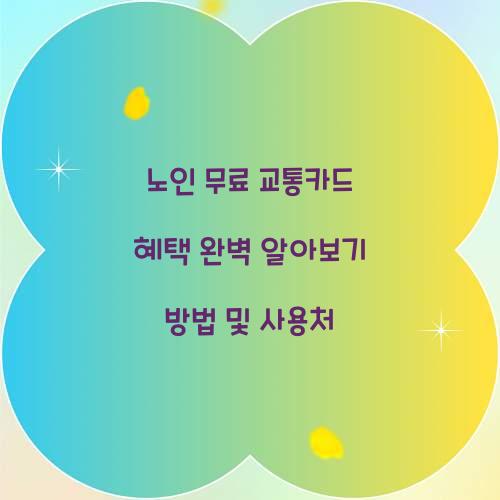 노인 무료 교통카드 혜택