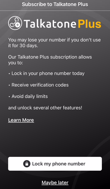 Talkatone 가상 번호 발급