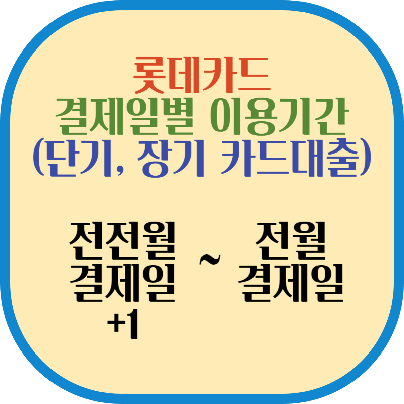 롯데카드 단기&#44; 장기 카드대출 결제일별 이용기간