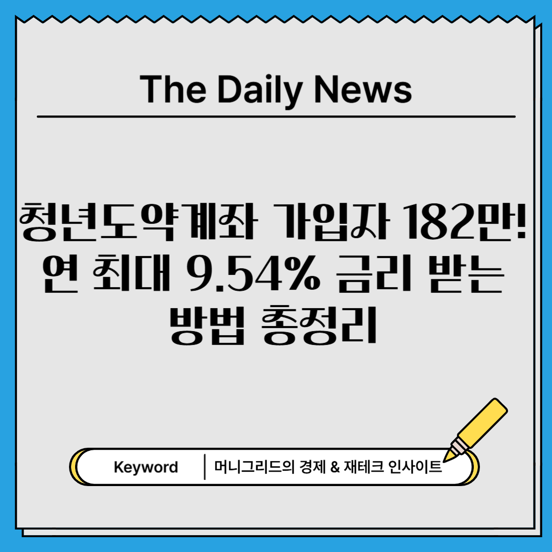 청년도약계좌 가입자 182만! 연 최대 9.54% 금리 받는 방법 총정리