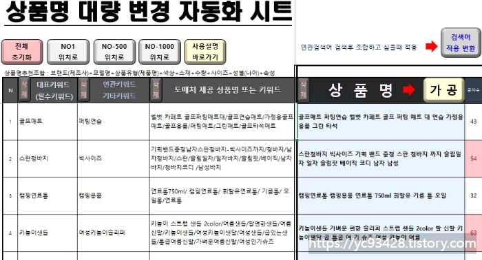 상품명 자동화 변경 가공