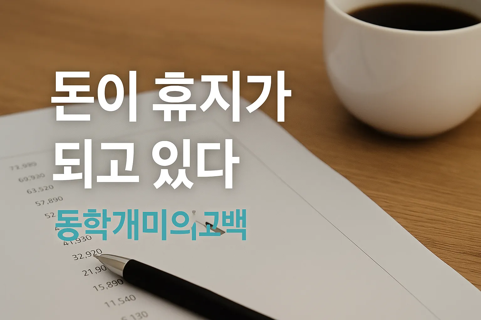 따뜻한 조명 아래 책상에 앉아 그래프를 바라보는 투자자의 모습, 2025 동학개미 심리 변화와 주식시장 전망을 상징하는 이미지