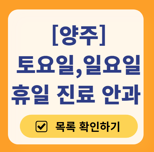 양주 일요일 문 여는 안과 목록 ❘ 토요일, 주말, 공휴일 진료 영업 병원 찾기