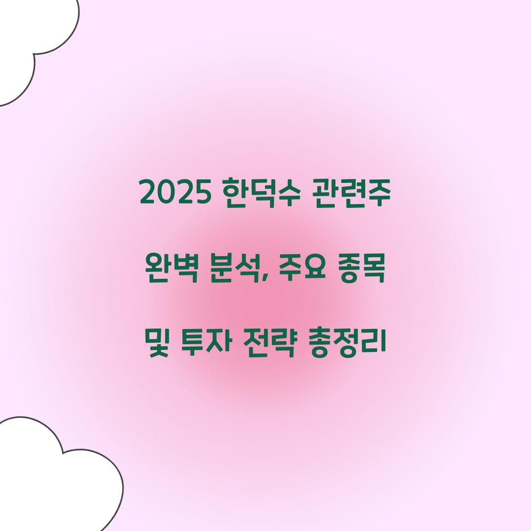 2025 한덕수 관련주 완벽 분석