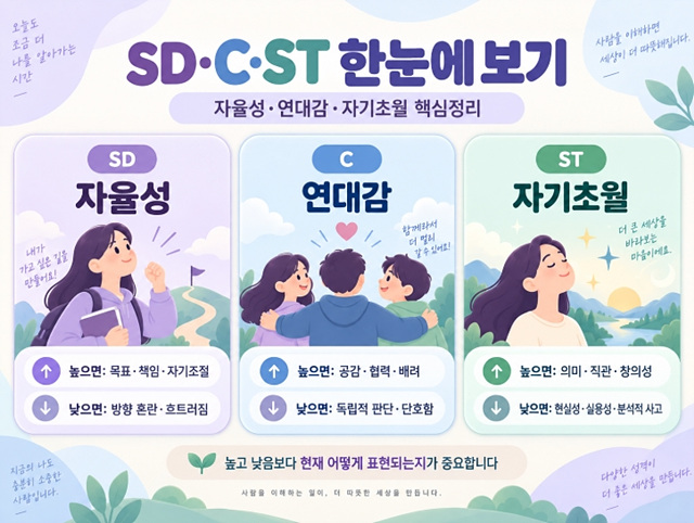 TCI 성격 3가지｜자율성&middot;연대감&middot;자기초월 해석방법