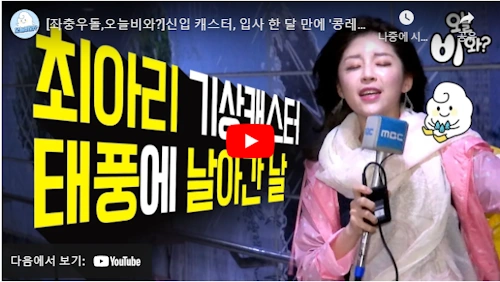 최아리 기상캐스터 태풍 방송