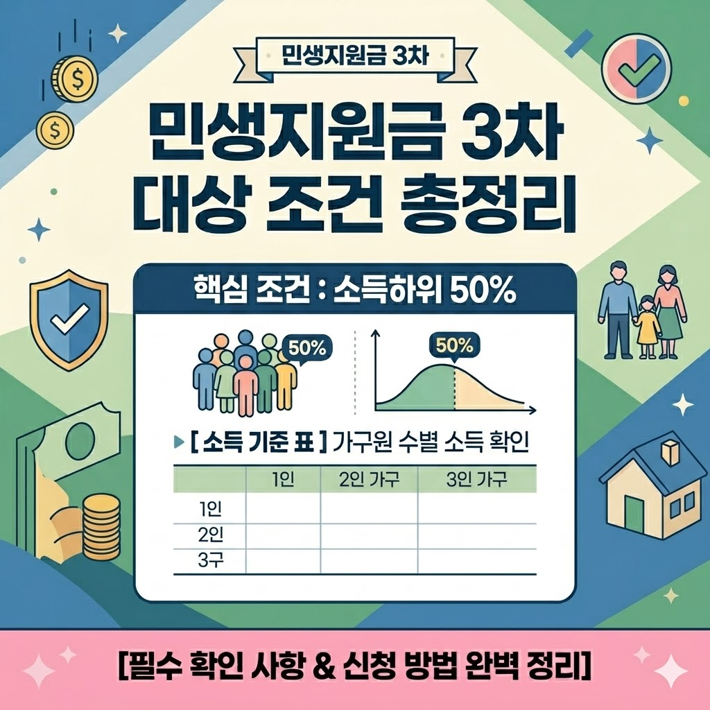 2026 민생지원금 3차 대상 조건 총정리 (소득하위 50% 기준 확인)