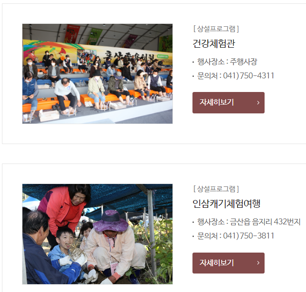  금산인삼축제 프로그램