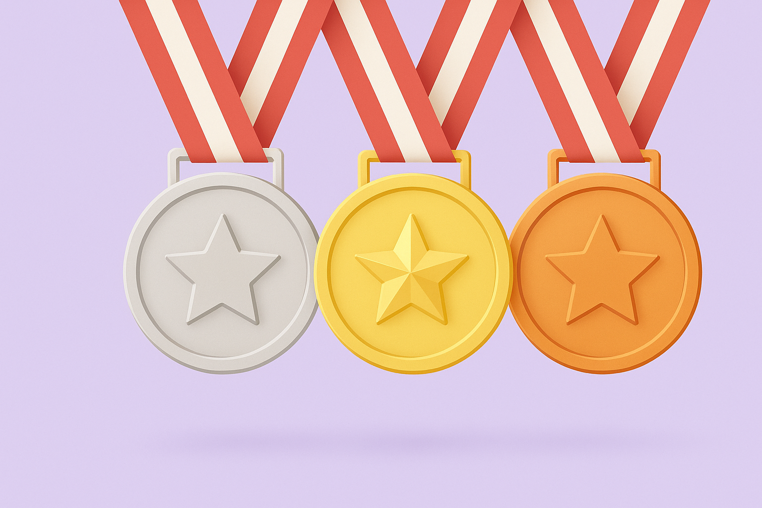 전미도서상 영어 원서 추천을 상징하는 파스텔톤 메달 일러스트 – 독창적이고 새로운 이야기를 담은 수상작