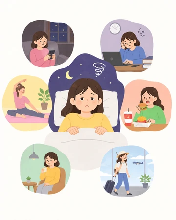 생활 리듬 변화로 숙면 어려운 모습5