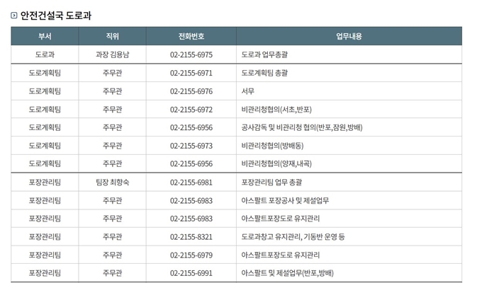 서초구 포트홀 보상 담당
