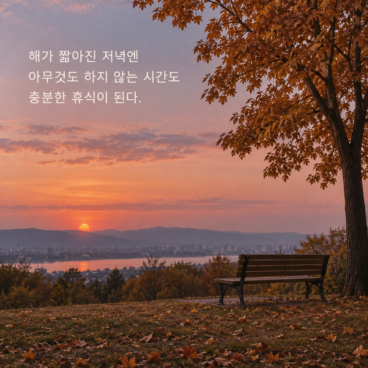 해가 짧아진 가을 저녁에는 아무것도 하지 않는 시간도 충분한 휴식이 된다