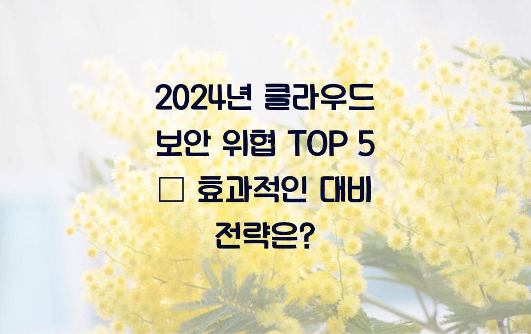 2024년 클라우드 보안 위협 TOP 5 – 대비책은 무엇인가?