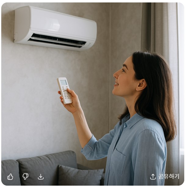 에어컨 즐겁게 사용하는 이미지
