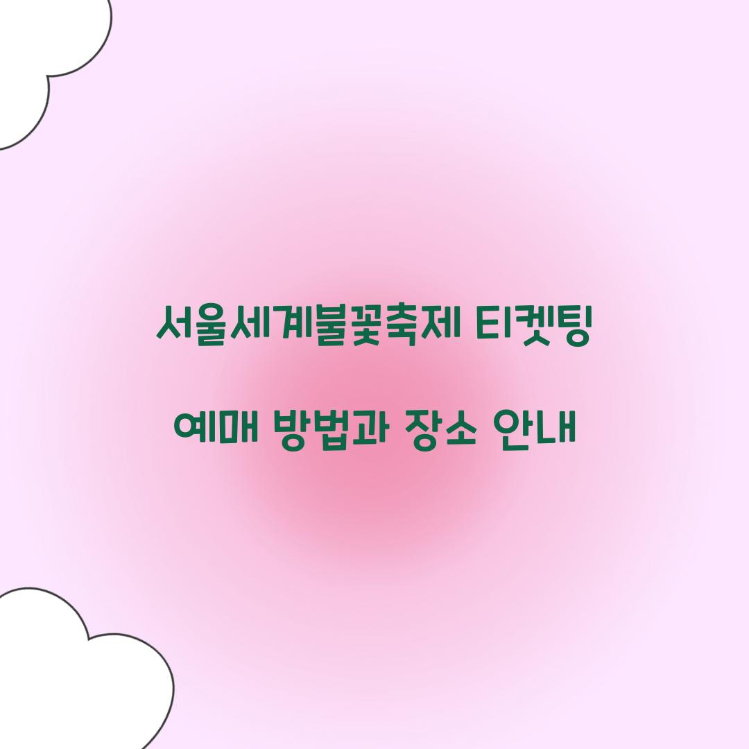 서울세계불꽃축제 티켓팅 예매