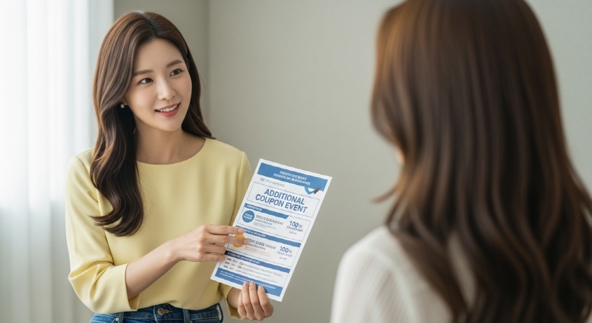 친구에게 정보를 알려주는 여성