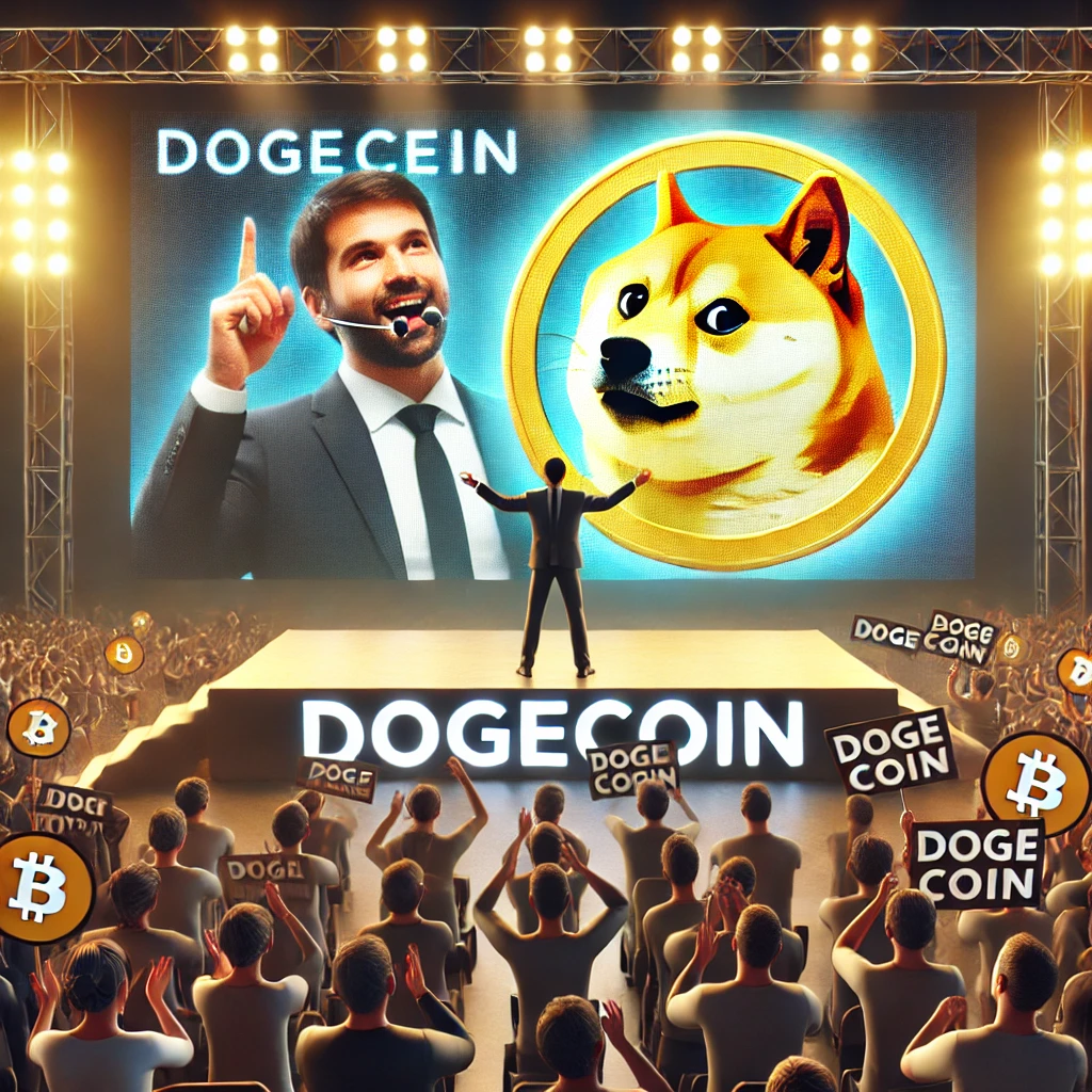 도지코인 홍보하는 무대 위의 기술 CEO