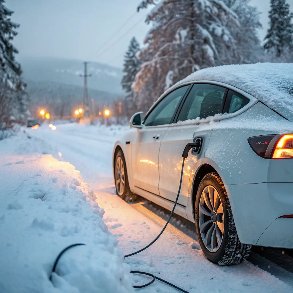 겨울철 충전&middot;예열 중인 전기차 이미지