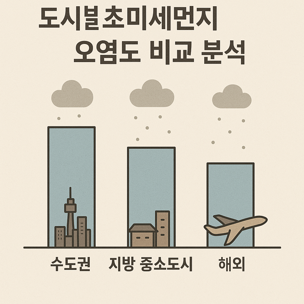 도시별 초미세먼지 오염도 비교 분석