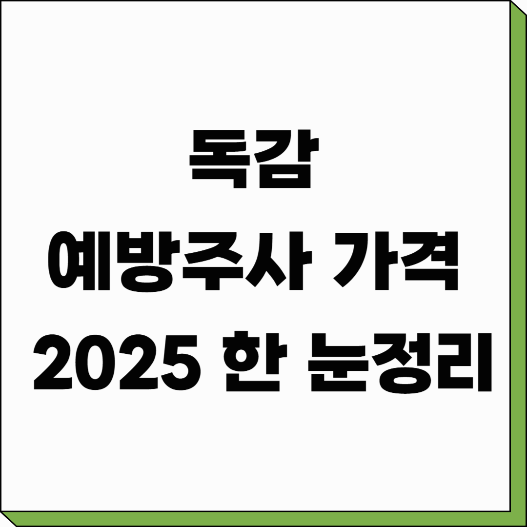 독감 예방주사 가격 2025 한 눈정리