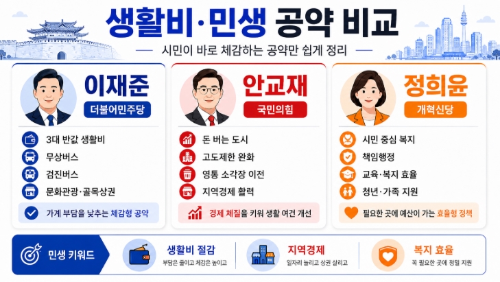 2026 수원시장 후보 공약 비교 이재준 안교재 정희윤 핵심정리