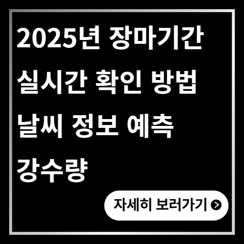 장마기간 실시간 확인 방법 ❘ 날씨 정보 예측 강수량 2025년