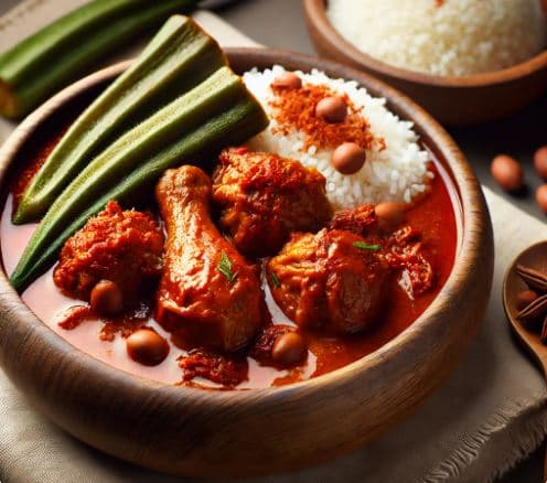 앙골라의 무암바 드 갈리냐(Muamba de Galinha): 땅콩과 팜오일이 어우러진 닭요리