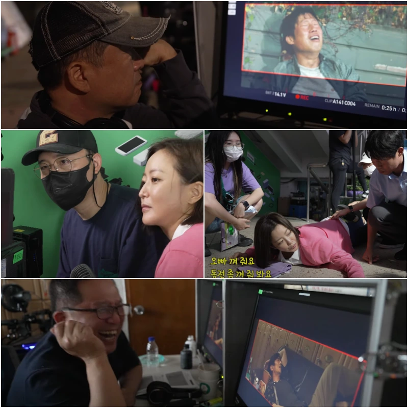 달짝지근해: 7510 영화 촬영하고 있는 이한 감독과 모니터링을 같이 보고 있는 배우들