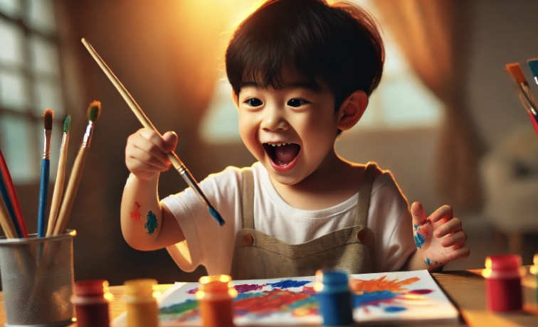 그림을 그리며 창의력을 펼치는 아이