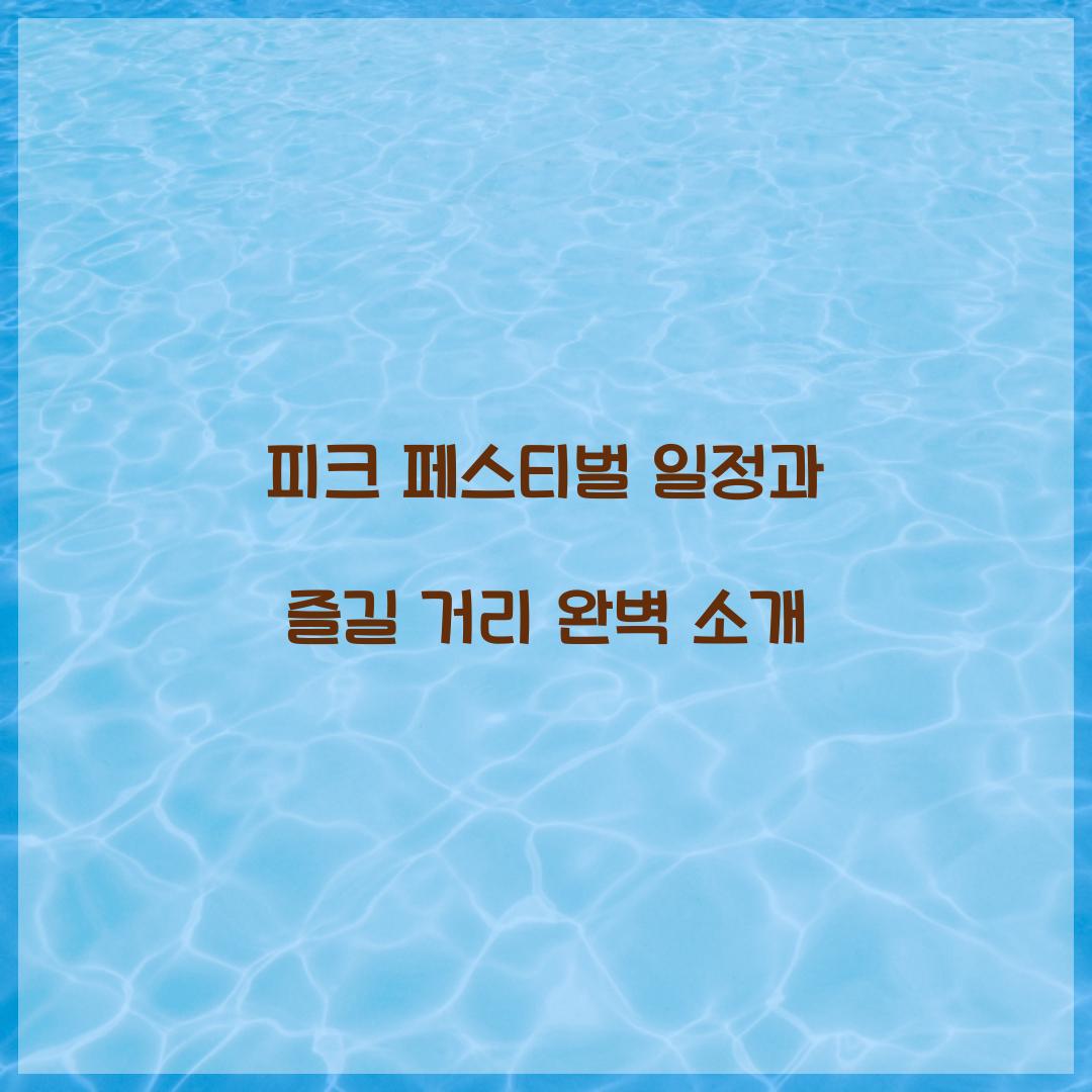 피크 페스티벌 일정