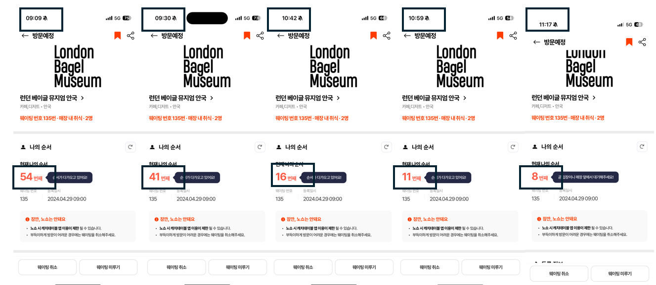 안국 지점 웨이팅 정보