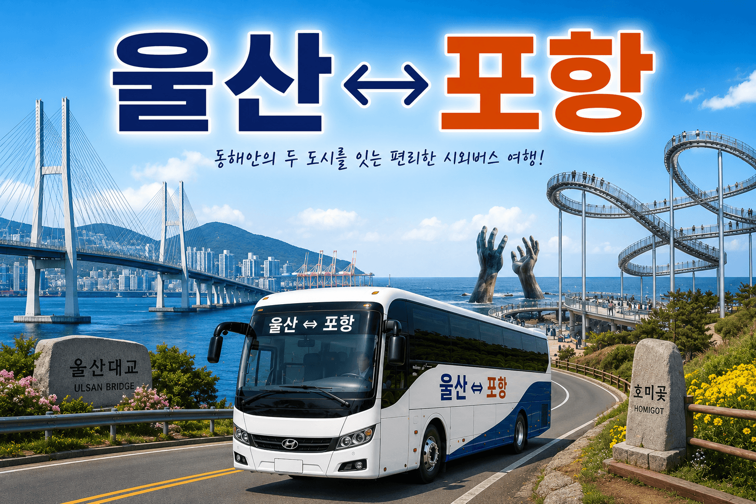울산 포항간 시외버스와 호미곶