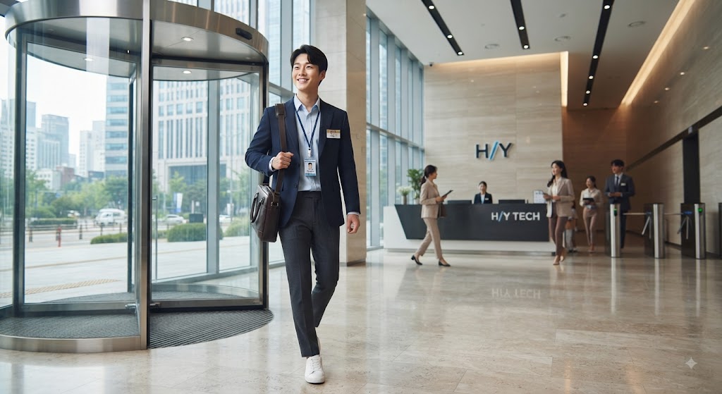 재취업활동으로 새로운 기업에서 일하게 된 청년