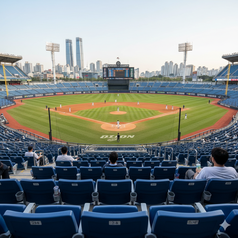 ▲ 잠실 야구장 중앙 네이비석에서 바라본 전경. 경기 전체를 조망하기 좋습니다.