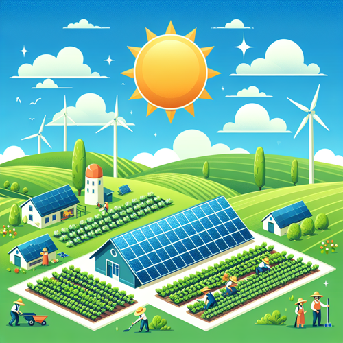 ```json
{"alt":"태양광 패널이 설치된 넓은 햇볕 아래의 친환경 발전소와 지속 가능한 미래를 상징하는 이미지"}
```