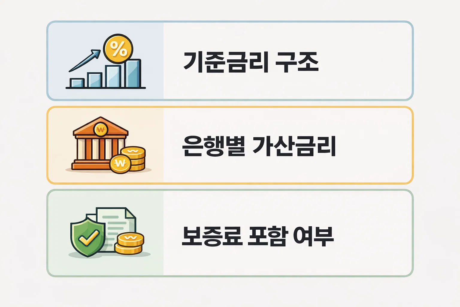 전세대출 금리가 기준금리와 가산금리로 결정되는 구조를 이해하기 쉽게 설명한 금리 산정 기준 이미지