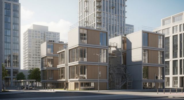 도심에서 빠르게 조립되는 모듈러 주택 모습, 새로운 주택공급 방식과 주거 변화